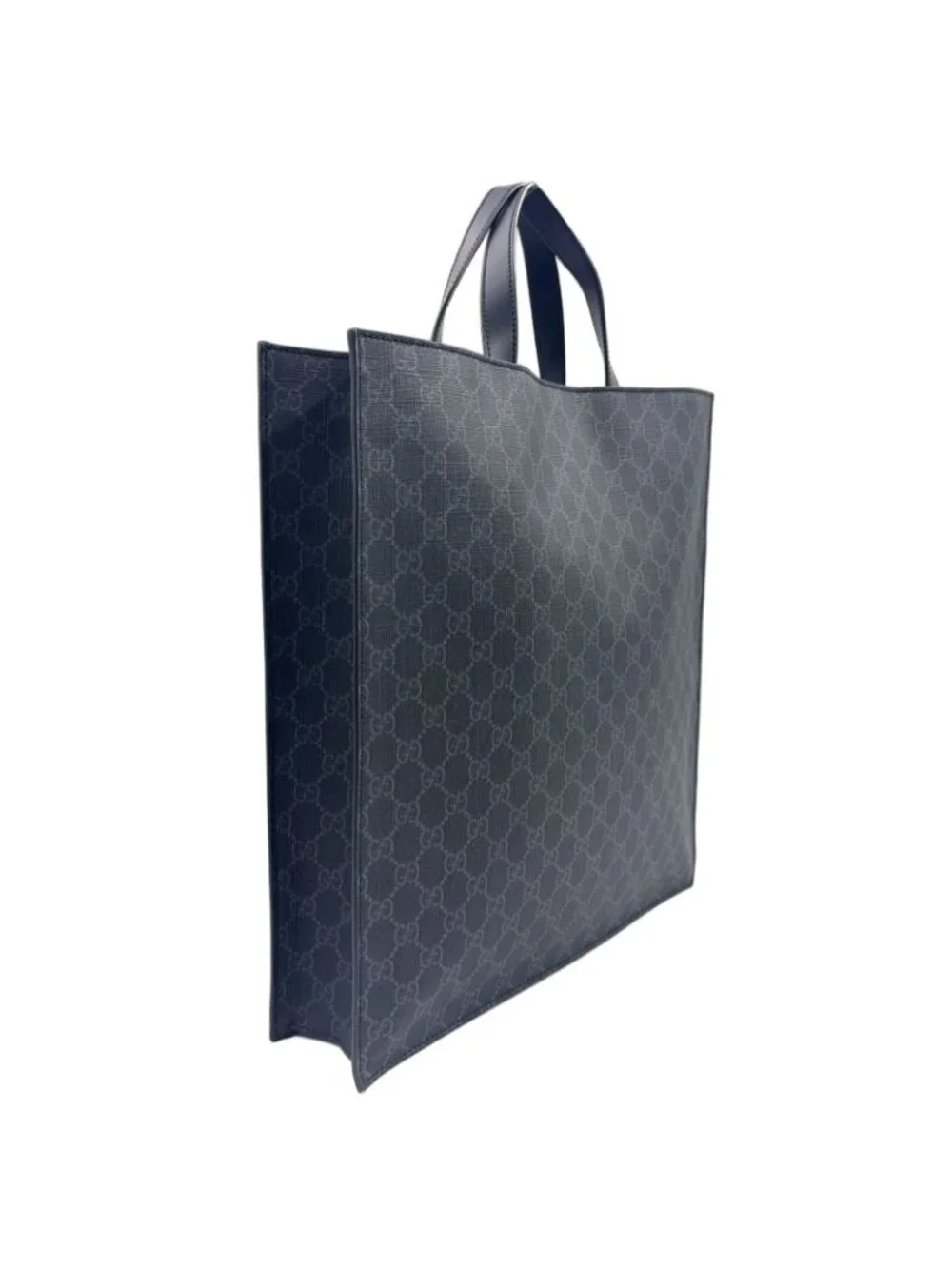 Gucci GG Supreme Leather Black Tote Silver
